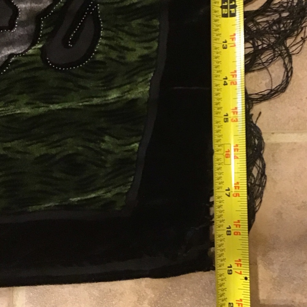 Fashion Scarf Burnout Velvet Green & Black Floral Details Scarf with Fringe - Picture 12 of 15